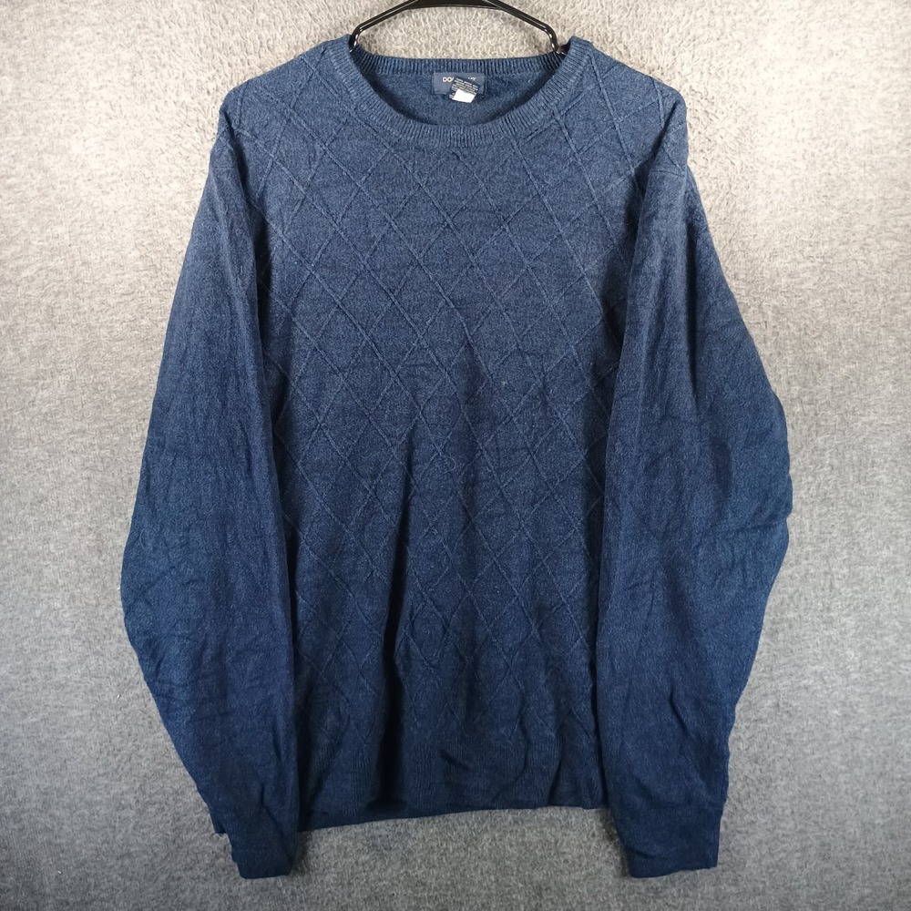 Dockers Sweater Men 2XL Dark Blue Argyle Diamond Crew Neck Pullover Golf Heather